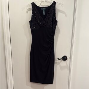 Ralph Lauren Black Sheath Mini Dress V-Neck